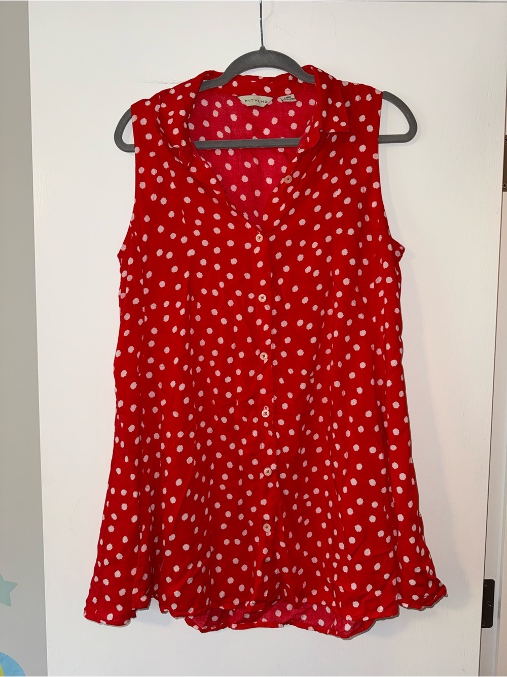 11.1 Tylho (Anthropologie) Polka Dot Button-Front dress